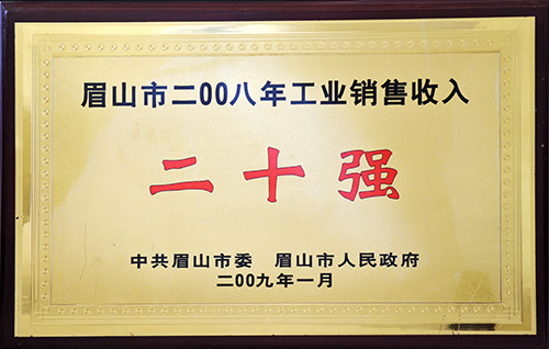 眉山市2008年工业销售收入二十强